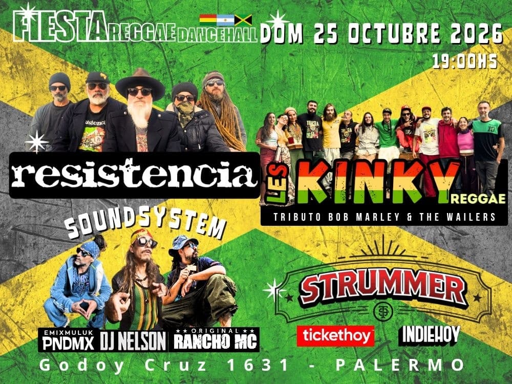 Imagen de FIESTA REGGAE DANCEHALL - RESISTENCIA - LES KINKY REGGAE y +