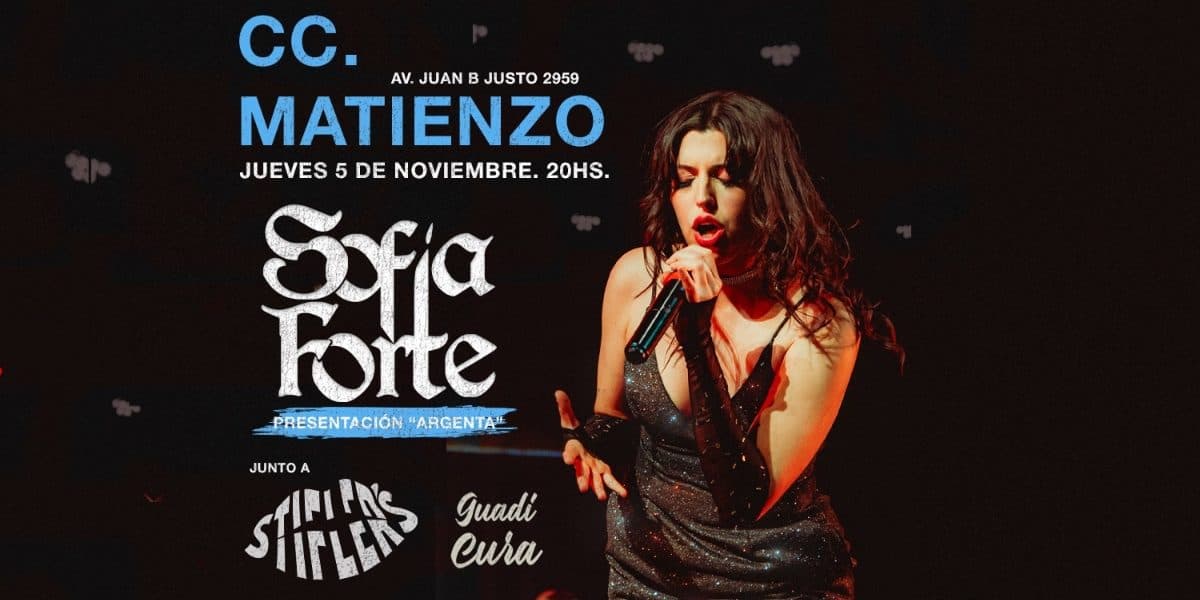 Imagen de Sofía Forte en vivo junto a Stiflers Mom & Guadi Cura