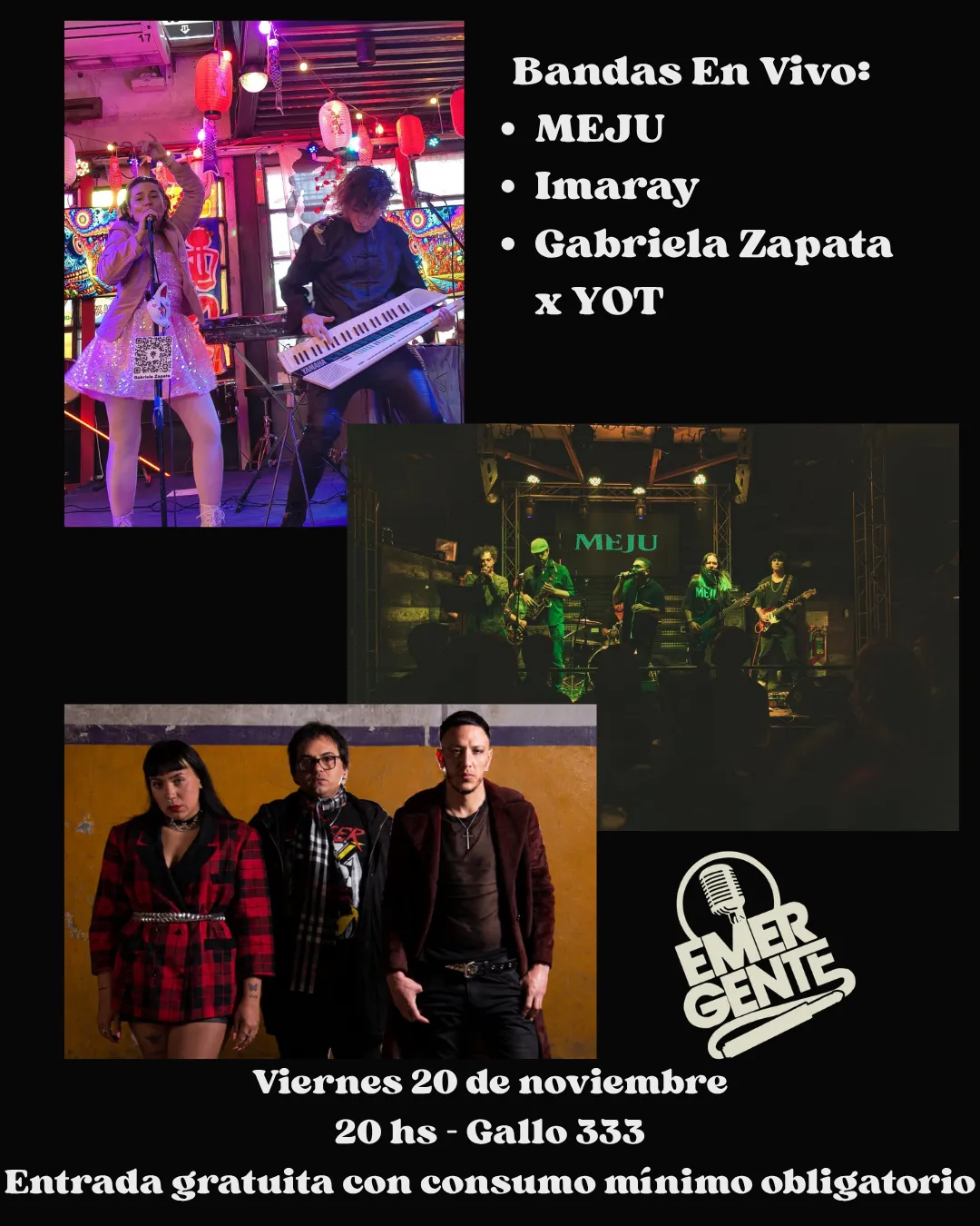 Imagen de 20.11 MEJU + Imaray + Gabriela Zapata x YOT en Gallo 333