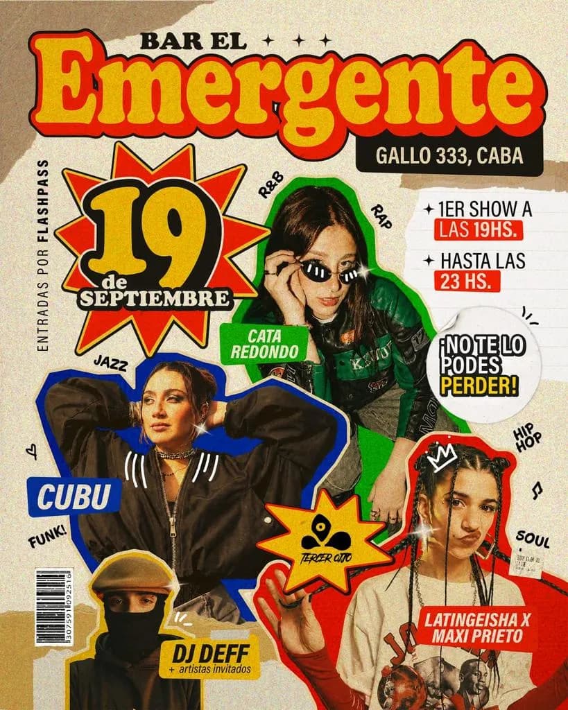 Imagen de Cata Redondo, CUBU, LatinGeisha x Maxi Prieto y DJ Deff en El Emergente
