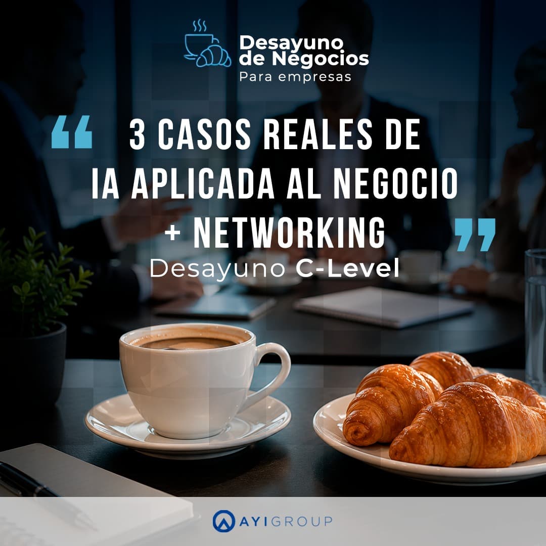 Imagen de 3 casos reales de IA aplicada al negocio + Networking . Desayuno C-Level