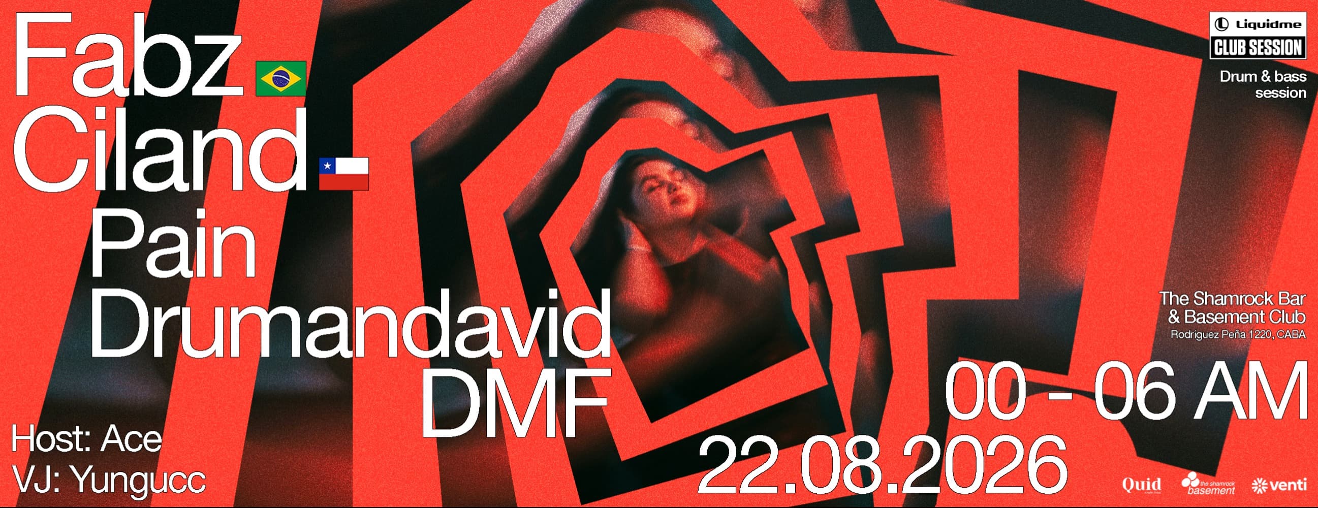 Imagen de Liquidme @ Shamrock Basement  - Fabz Ciland / Pain /  Drumandavid / DMF, Host - Ace, VJ - Yungucc