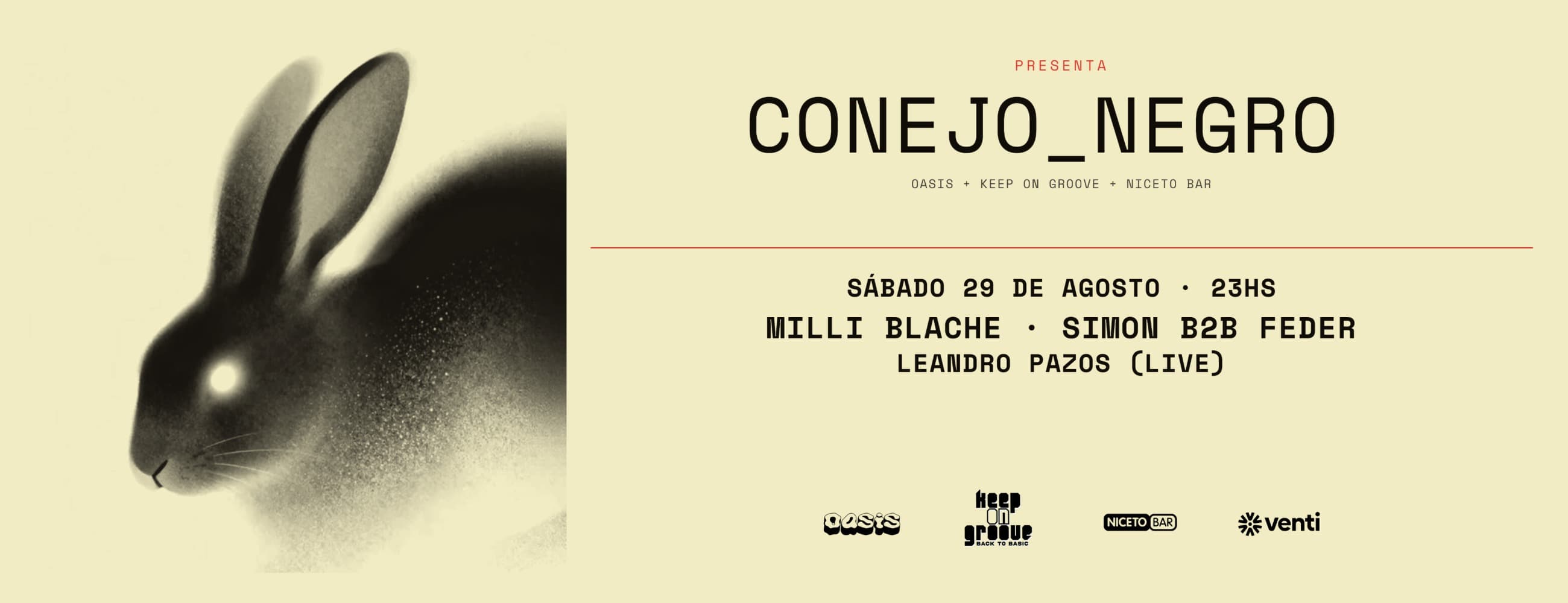 Imagen de CONEJO NEGRO - OASIS - KEEP ON GROOVE en Niceto Bar