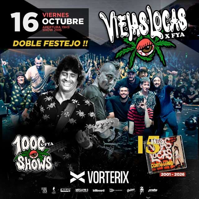 Imagen de VIEJAS LOCAS X FyA Cumple MIL SHOWS Y 15 AÑOS del disco "CONTRA LA PARED"