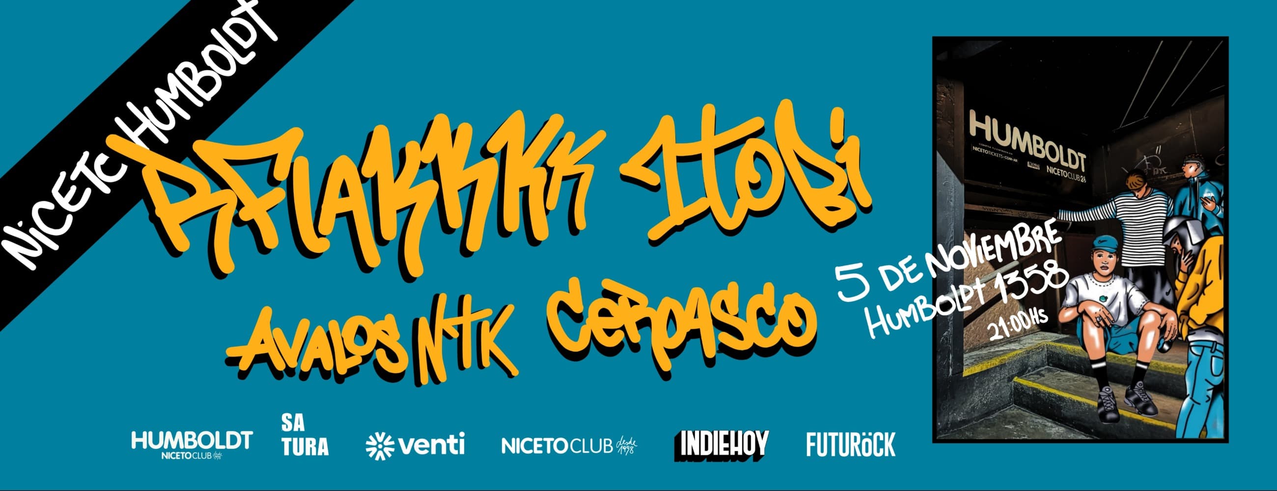 Imagen de SATURA: RFlakkkk + 1Tobi + ceroasco + Avalos Ntk en Humbold | Niceto Club (+18 años)